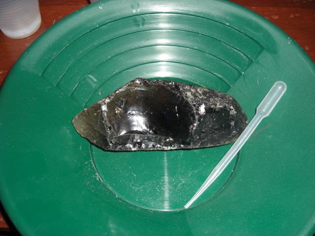 John Griffin found this smokey quartz crystal while prospecting at Long's. The crystal is terminated on both ends.