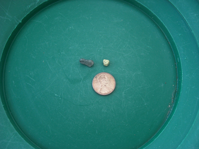 This picker was found by Todd Pickens at Long's in Pennington Creek. He spotted it wedged in a crack and pried it loose. Next to it is what is believed to be a chunk of silver.